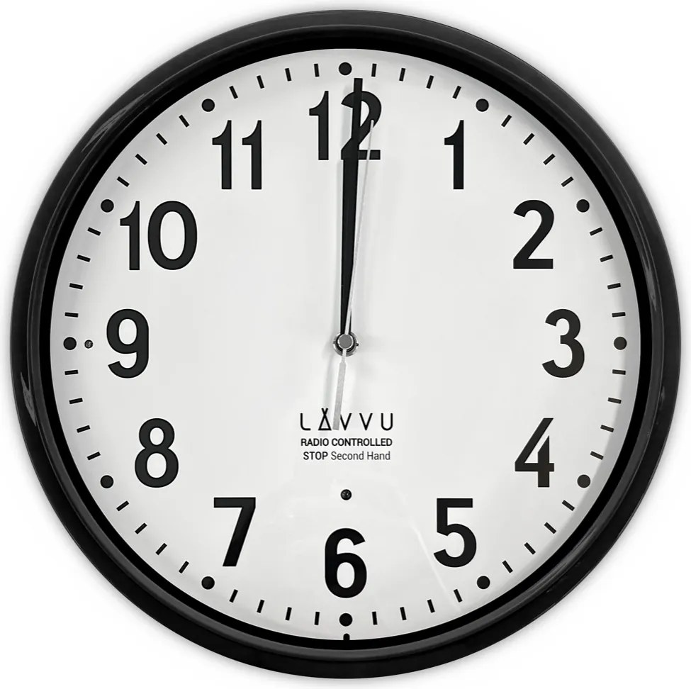 Presné čierne rádiovo ovládané nástenné hodiny Lavvu LCR3020, 30cm