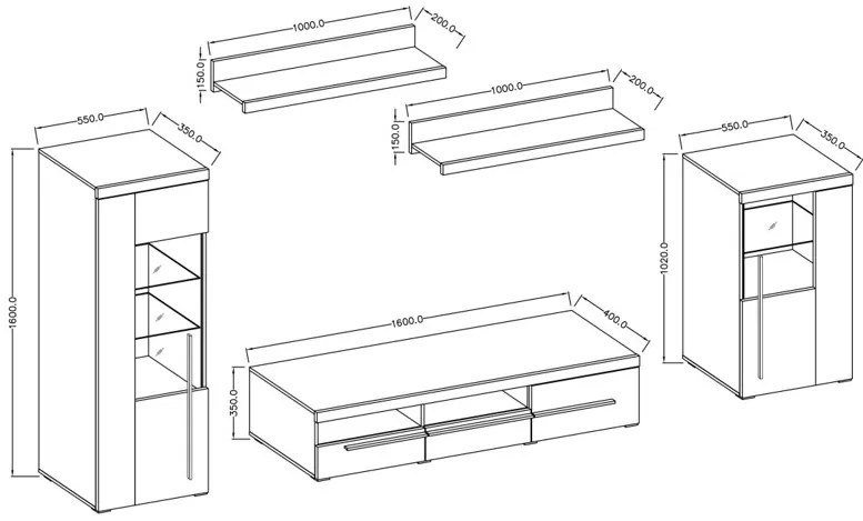 Obývacia stena Rogalo 11 (orech saténový). Akcia -20%. Vlastná spoľahlivá doprava až k Vám domov. 1118133