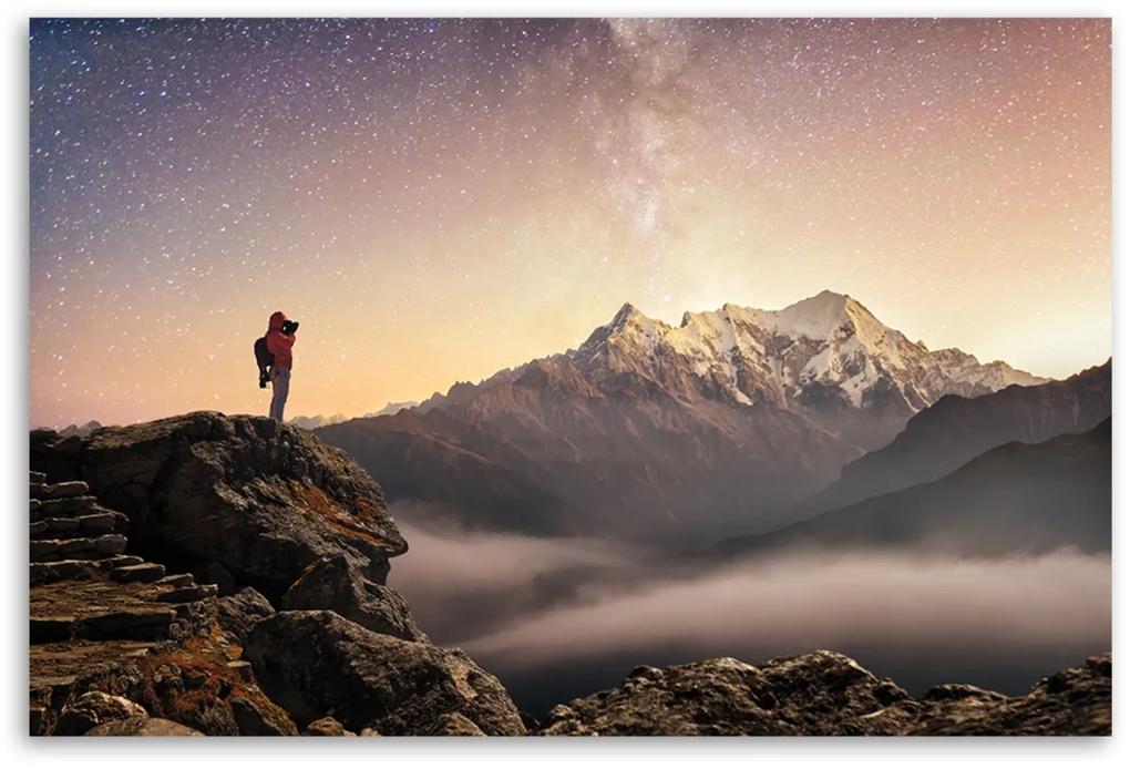 Obraz na plátně, Lezecké horské hvězdy nebe - 120x80 cm