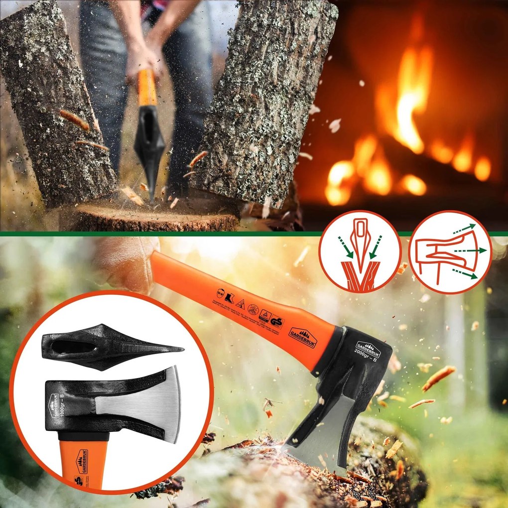 Set sekier TOMS sekera a štiepačka, 2ks, čierna/oranžová Gardebruk