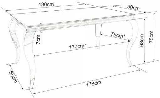 Jedálenský stôl Prince 180 x 90 cm