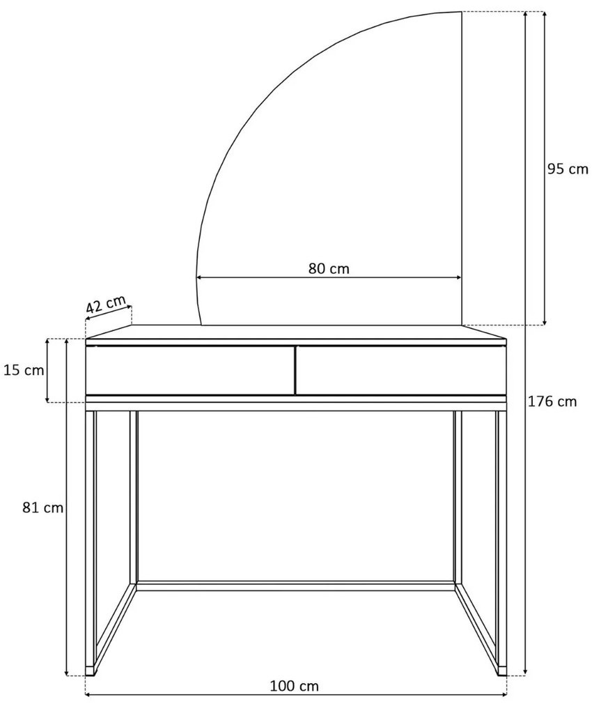 TOALETNÝ STOLÍK EMELINE BIELY LESK + CHRÓM LED ZRKADLO ĽAVÉ