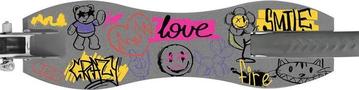 Detský kolobežka s veľkými kolesami a popruhom, sivá