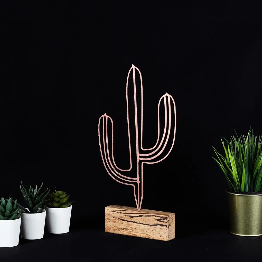 Kovová dekorácia Cactus 37 cm bronzová