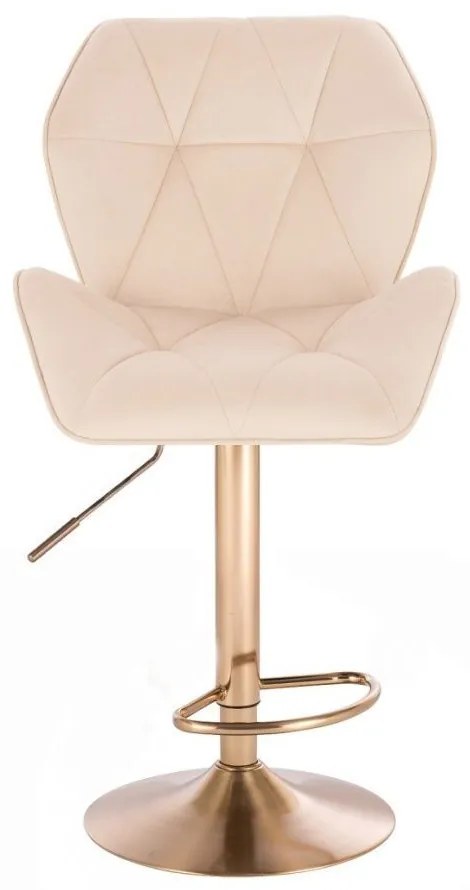 LuxuryForm DESIGN Barová stolička MILANO MAX VELUR na zlatom tanieri - krémová