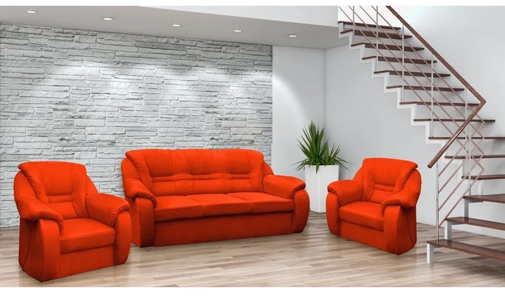 Set pohovka + 2 kreslá ROMA Oranžová
