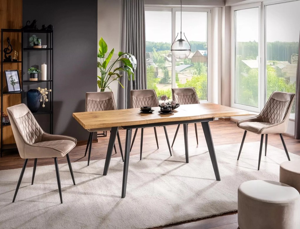 Rozkládací jídelní stůl Fresno 120/180 cm dub artisan/černý