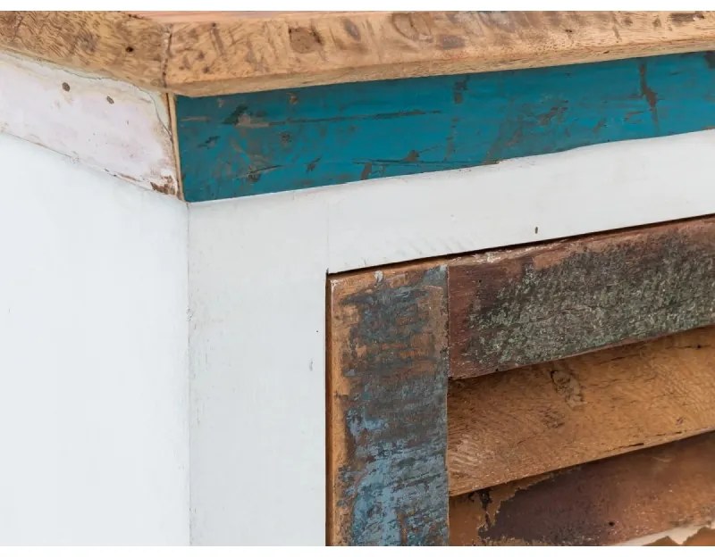 furniture-nabytek.cz - Masívna kúpeľňová nástenná skrinka Perth z recyklovaného dreva, lakovaná, biela / farebná