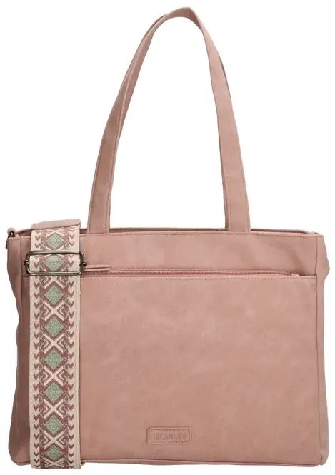 Ružová  kabelka na rameno so vzorovaným ramienkom „Malaga“