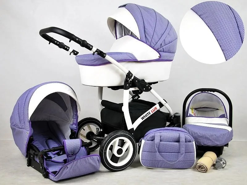 Detský kočík Rafpol White Lux -Lavender (3-kombinácia)