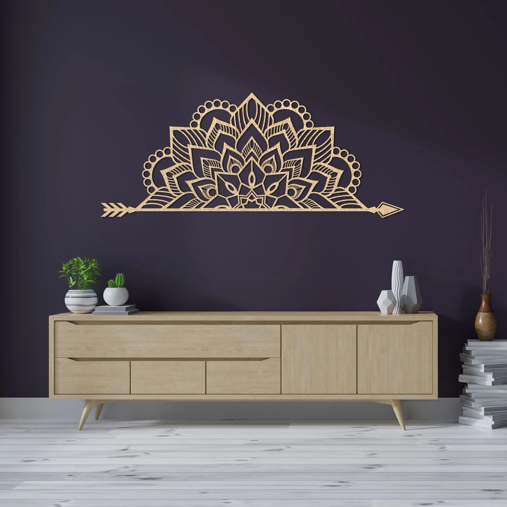 Mandala drevená na stenu - ARONGE: Preglejka Topoľ - Honey 3071 60 x 25 cm 4455-91853 PR0492