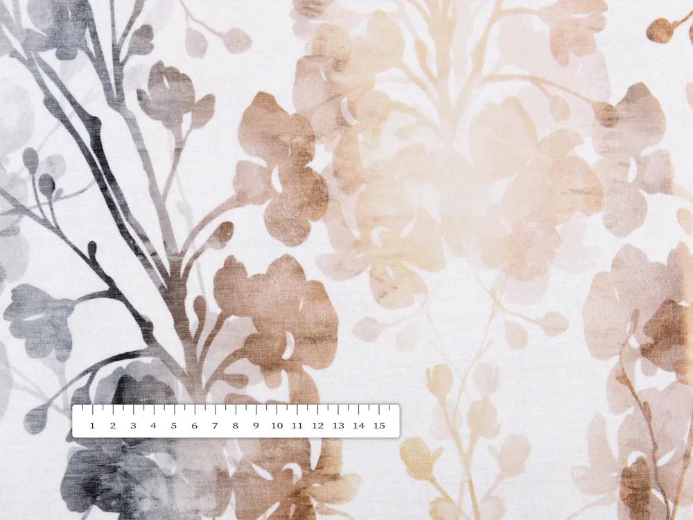 Biante Zamatová obliečka na vankúš s lemom Tamara TMR-008 Hnedé a sivé popínavé rastliny 50 x 50 cm