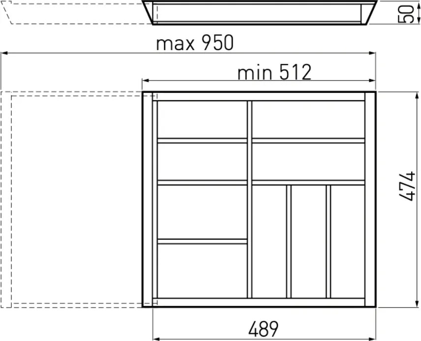 IN-DURO Príborník drevený REGUL nastaviteľná šírka (51,2 - 95 cm), hĺbka 47 cm, buk