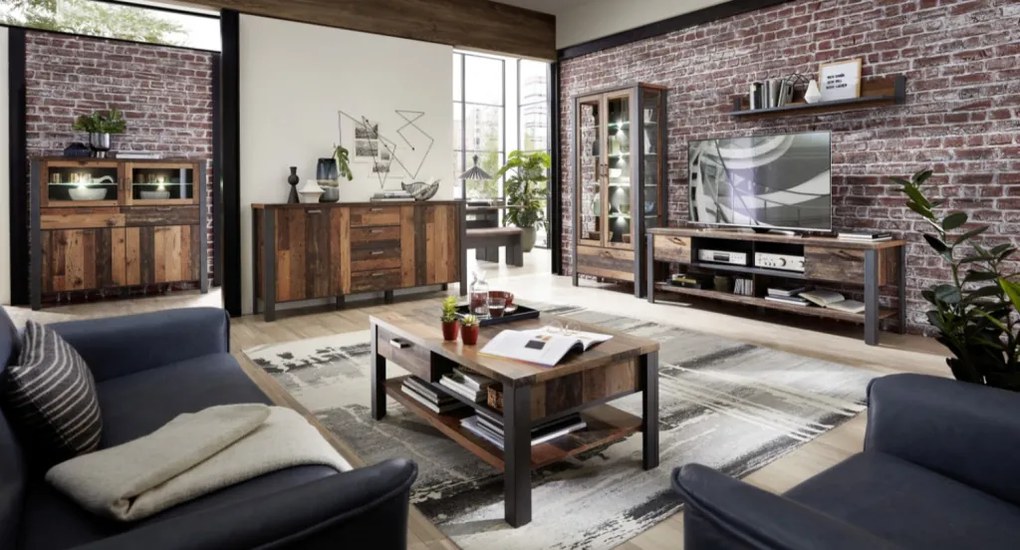 Široká vitrína Cardiff, s osvetlením