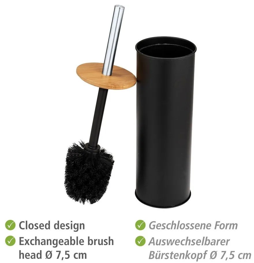 Čierna oceľová WC kefa Tortona – Wenko