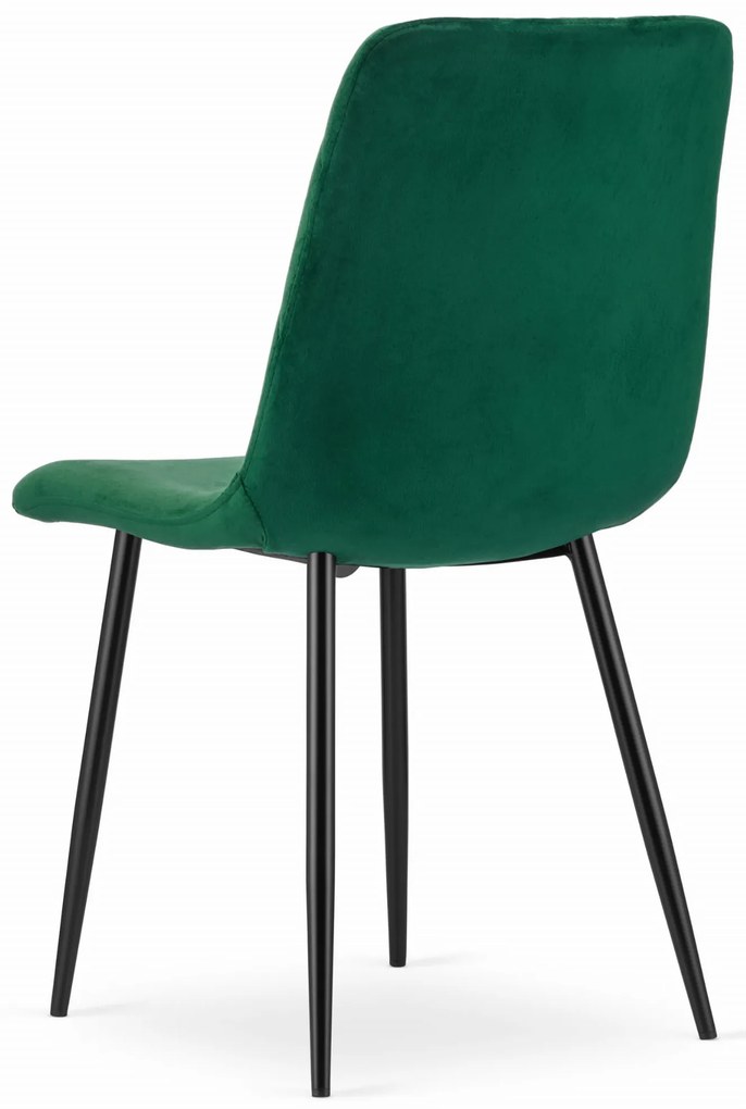 Jedálenský set 1 + 4, čierny stôl RAMOD 100x60 cm mramorový dekor + zelená stolička TURIN s čiernymi nohami