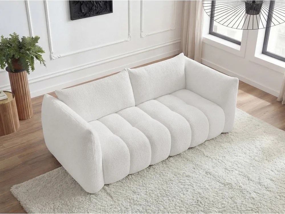 Biela pohovka z textílie buklé 234 cm Azra – Bobochic Paris