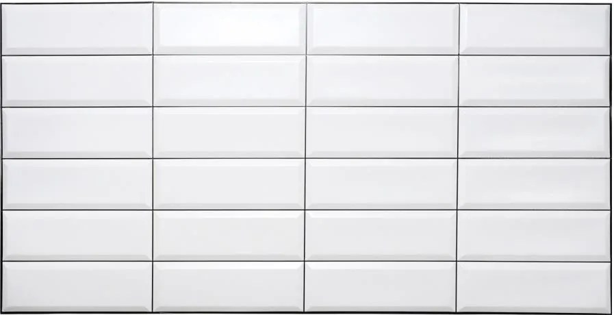 Obkladové panely 3D PVC TP10014039, rozměr 955 x 480 mm, obklad bílý, černá spára, GRACE