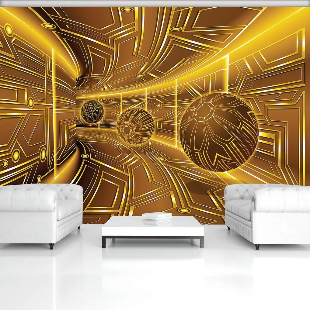Fototapeta - Žltá ulička s loptičkami (152,5x104 cm)
