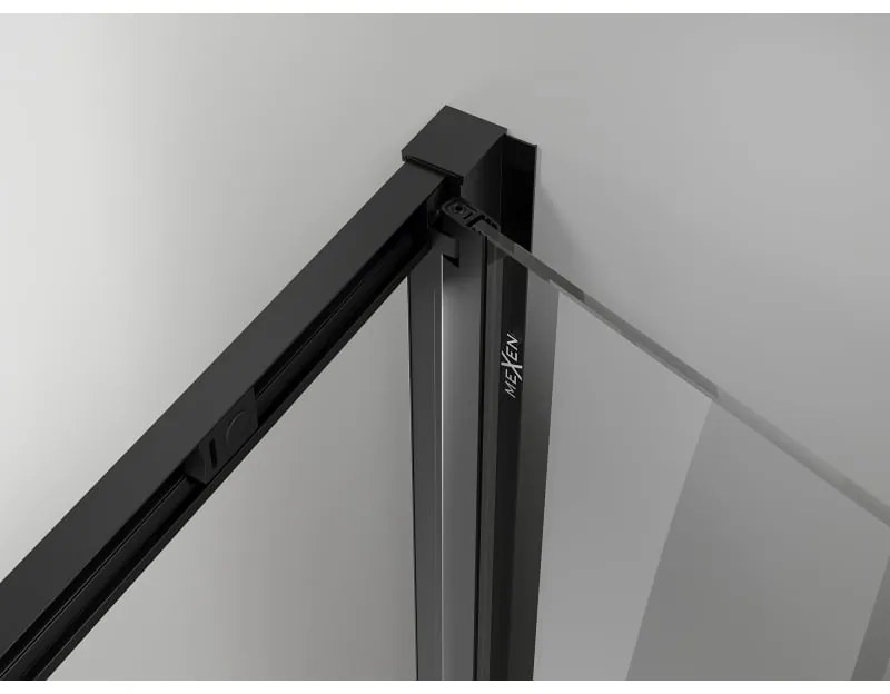 Mexen Exo, skladacie dvere do otvoru 70x200 cm, 6mm číre sklo, čierny profil, 816-070-000-70-00