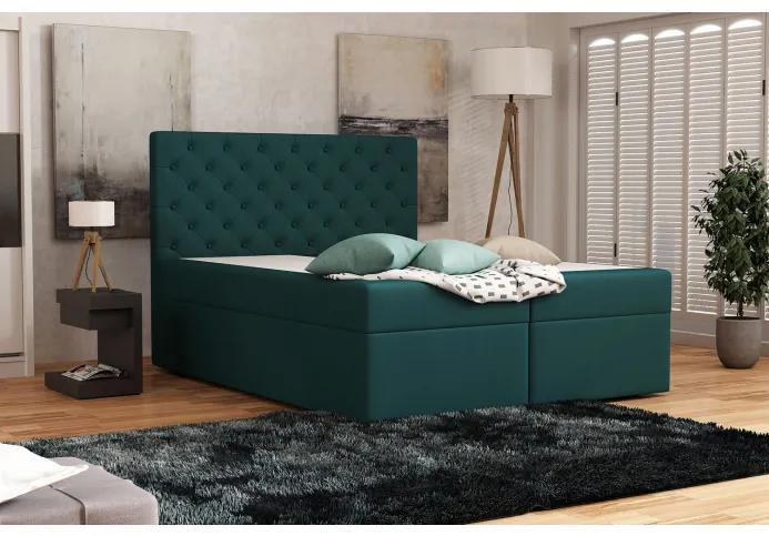 Elegantná čalúnená posteľ 120x200 ALLEFFRA - modrozelená