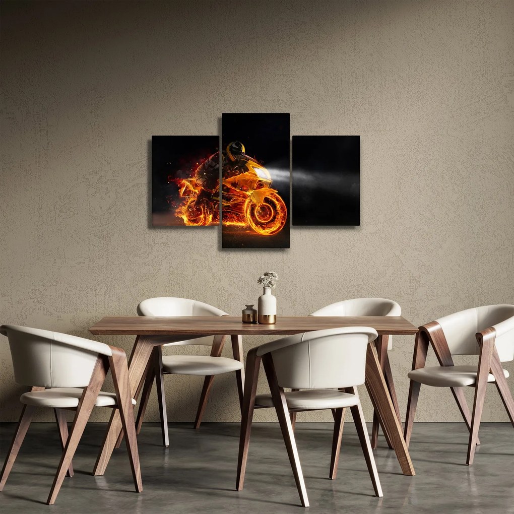 Obraz - Motorkár s plameňmi (90x60 cm)