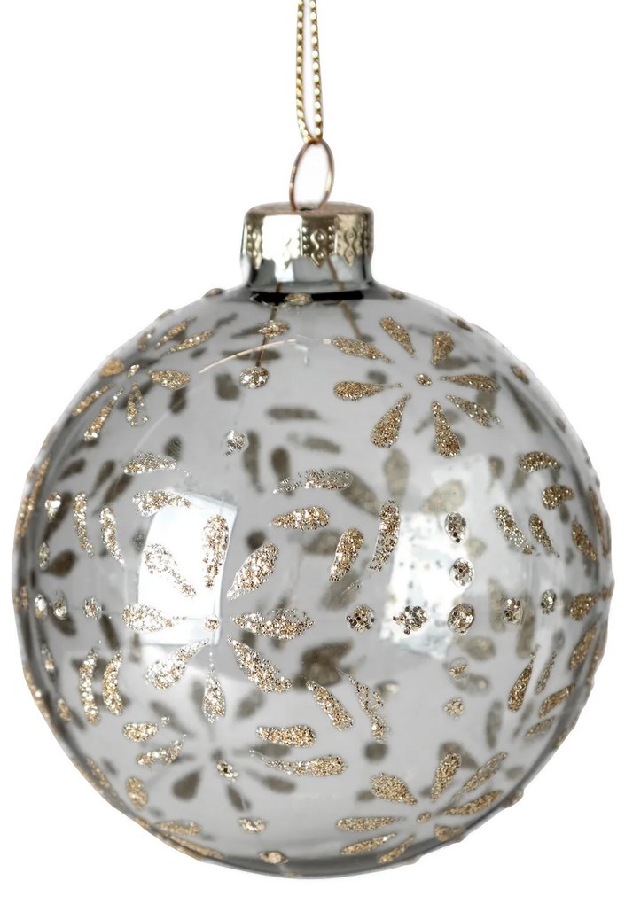 SKLENENÁ VIANOČNÁ BANKA NA STROMČEK SADA 4 KS (FI) 8 CM VZOROVANÁ