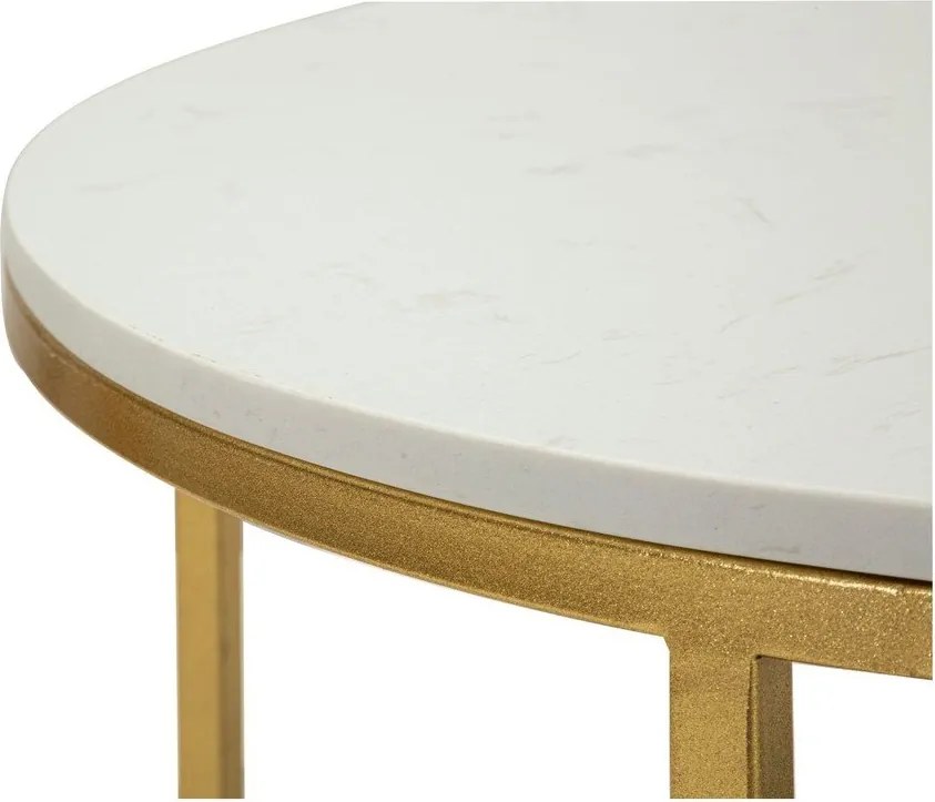 Biely/v zlatej farbe konferenčný stolík s mramorovou doskou 60x90 cm Izmir – Mauro Ferretti