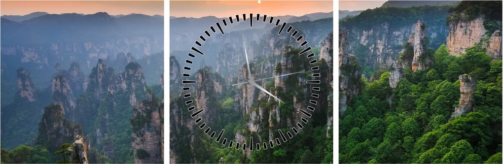 Obraz - Národný lesný park Zhangjiajie (s hodinami) (90x30 cm)