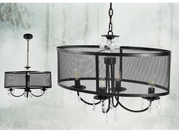 Luster na reťazi BRESSO 4xE14/12W/230V čierna