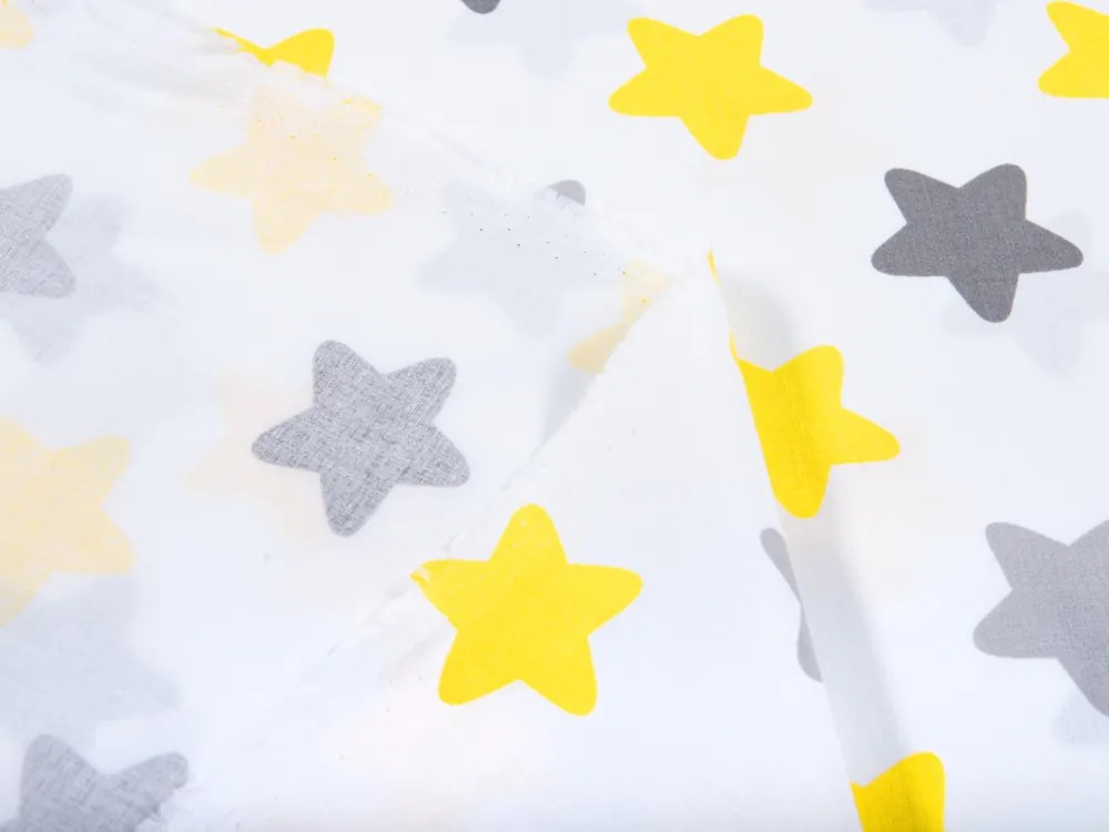 Biante Detský bavlnený záves Sandra SA-203 Žlto-sivé hviezdy 150x150 cm