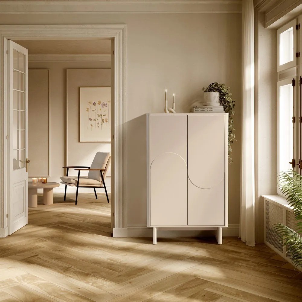 Krémovobiela skrinka 80x130x40 cm Solei – MOME