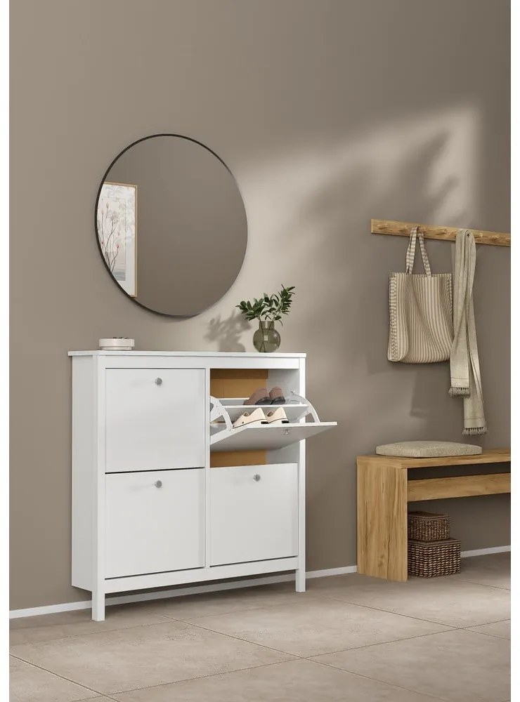 Biela výklopná skrinka na topánky Madrid – Tvilum