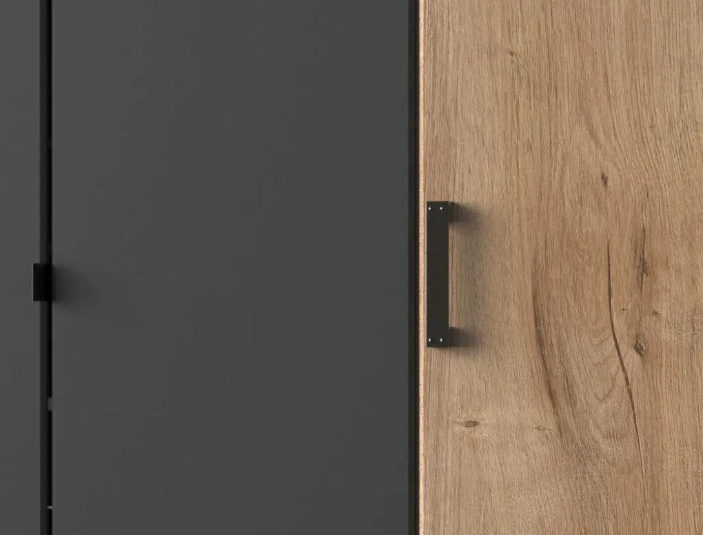 Šatníková skriňa so zásuvkami Cork, 180 cm, doskový dub/grafit