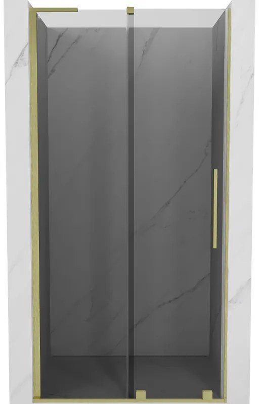 Mexen Velar L, posuvné sprchové dvere do otvoru 100 cm, 8mm šedé sklo, zlatá matná, 871-100-003-41-55