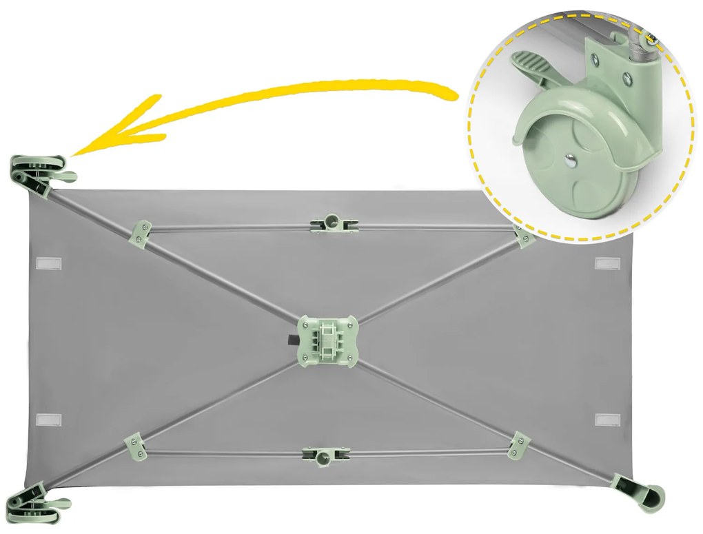 Ricokids Cestovná postieľka 125 x 65 x 78 cm RK-240 mint grey