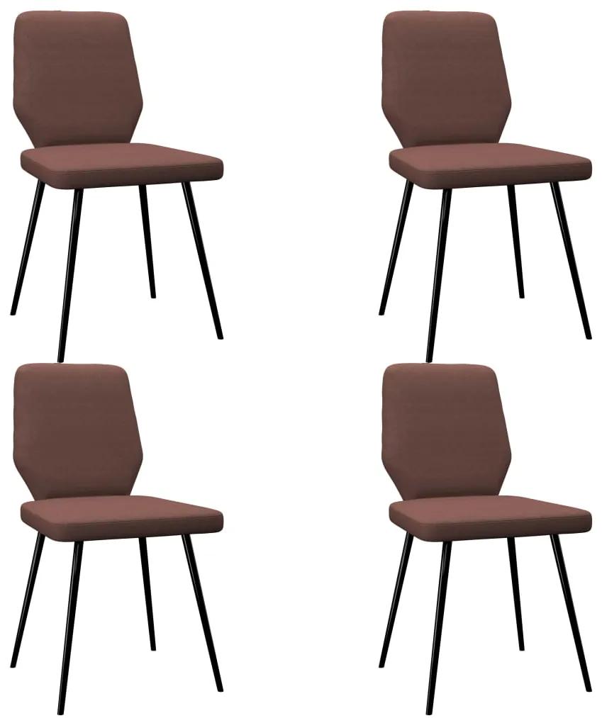 Jedálenské stoličky 4 ks, hnedé, látka