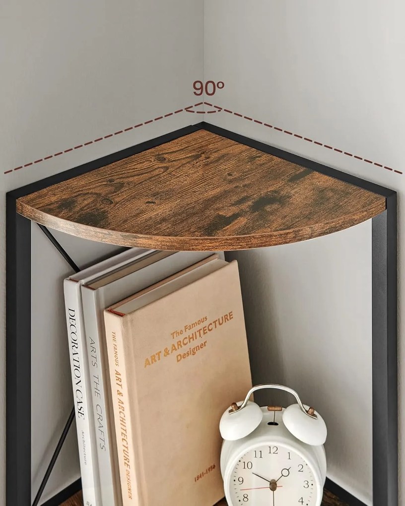 Rohová polica Vasagle Norma hnedá/čierna