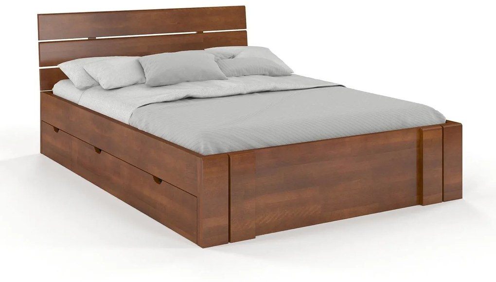 drevko Masívna posteľ Arhus buk s úložným priestorom - orech Rozmer postele: 120 x 200 cm