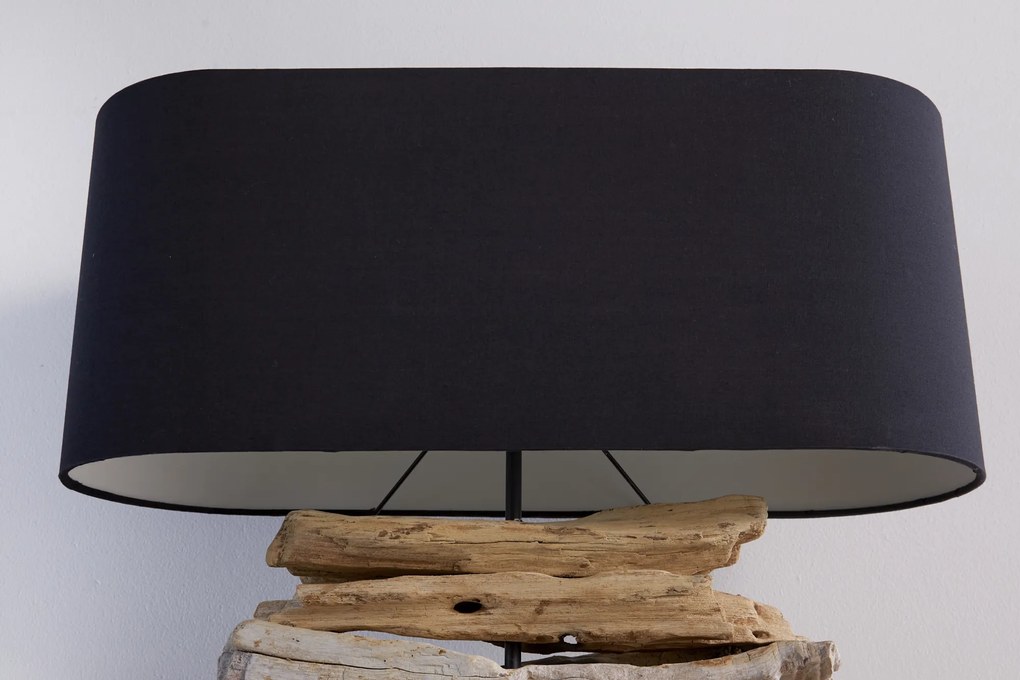 Stolná lampa z naplaveného dreva Riverine II čierna