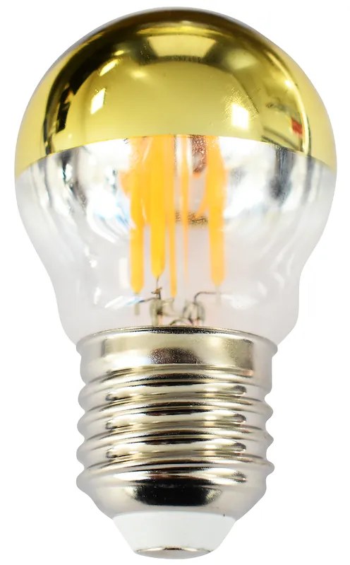 Dekoračná LED žiarovka so zrkadlovým vrchlíkom E27 teplá 2700k 4w 430 lm zlatá