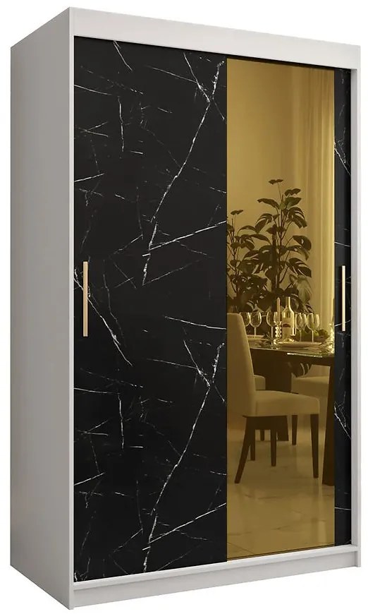 Skriňa Platinum T2 120 biely mramor/čierna