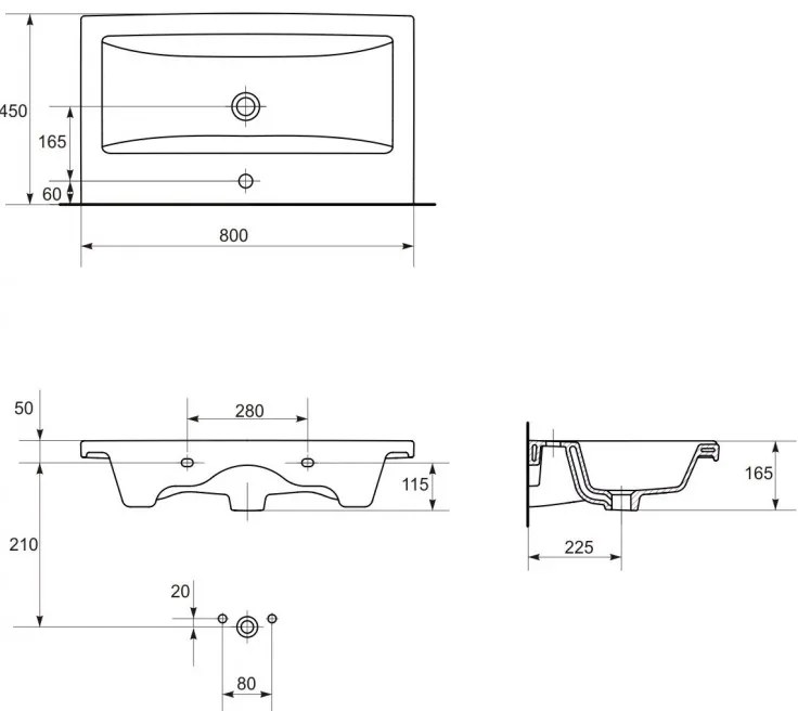 Cersanit COMO - skrinkové umývadlo 80cm, K32-004-BOX