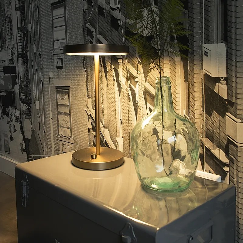 Moderná stolná lampa bronzová vrátane LED - Disco