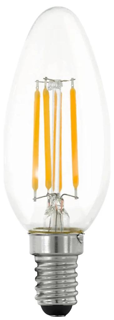 EGLO Stmievateľná filamentová LED žiarovka, E14, C35, 4,5 W, 470lm, 2700K, teplá biela, číra