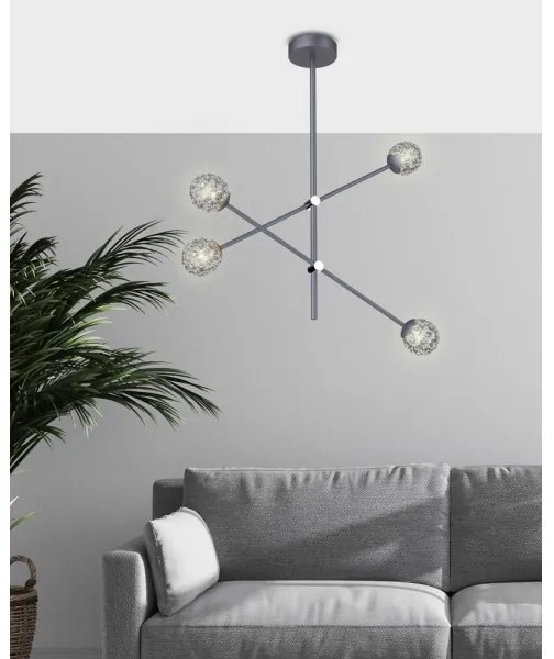 Luster na tyči PAKSOS 4xG9/5W/230V šedá