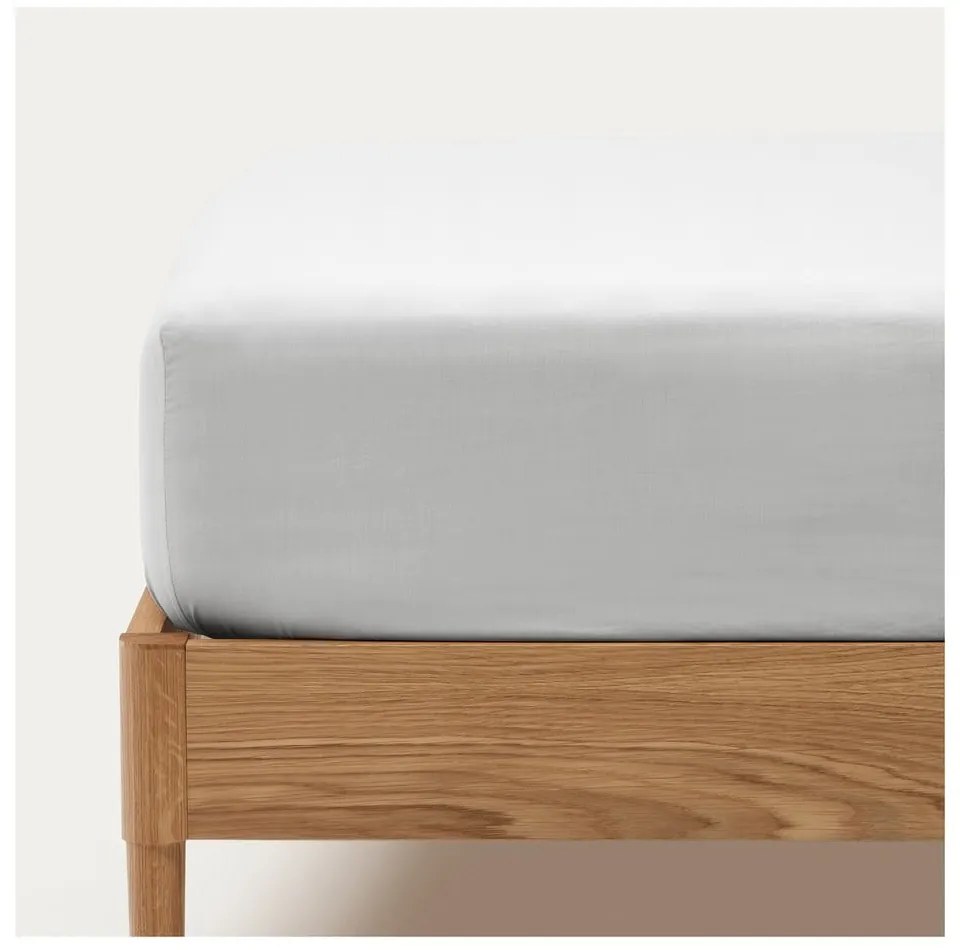 Biela napínacia plachta z bavlneného perkálu 90x200 cm Teia – Kave Home