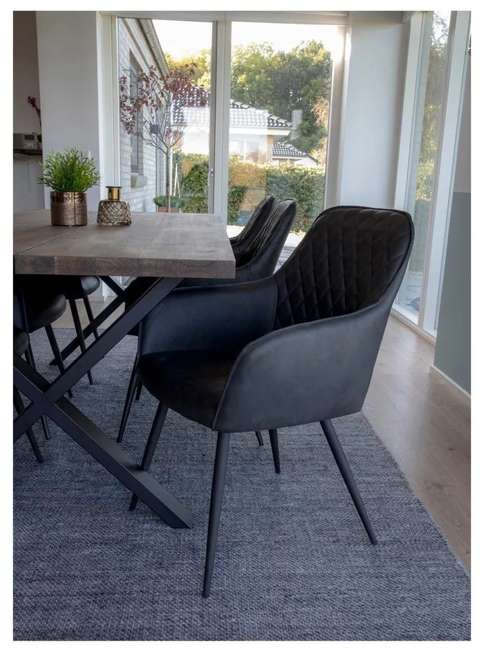 Tmavosivé čalúnené jedálenské kreslá v súprave s podrúčkami 2 ks Harbo – House Nordic