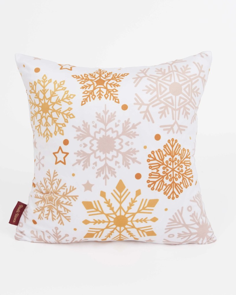 Vianočná obliečka na vankúš Velvet 40 × 40 cm - Mrazivé vločky biele
