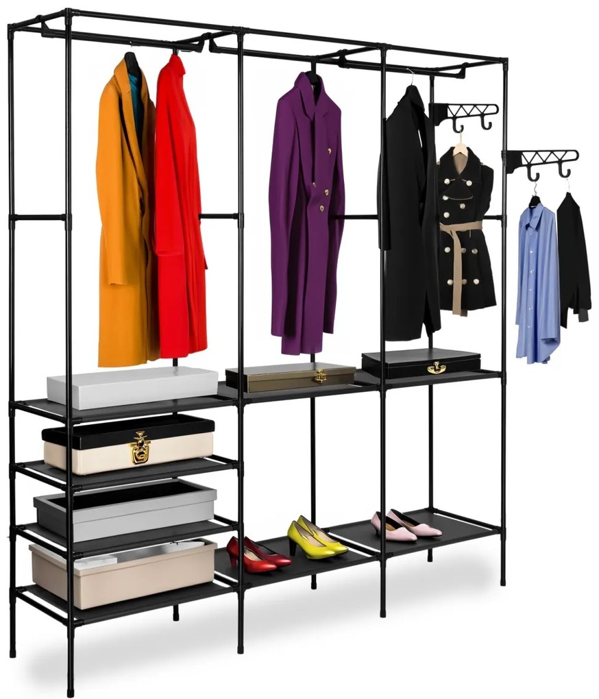 Otvorená šatníková skriňa SYNTIA 160 cm čierna